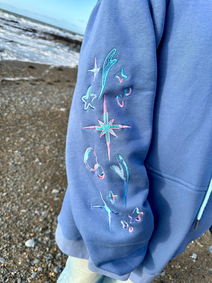 Water Archon Denim Blue Hoodie (No Back Design)
