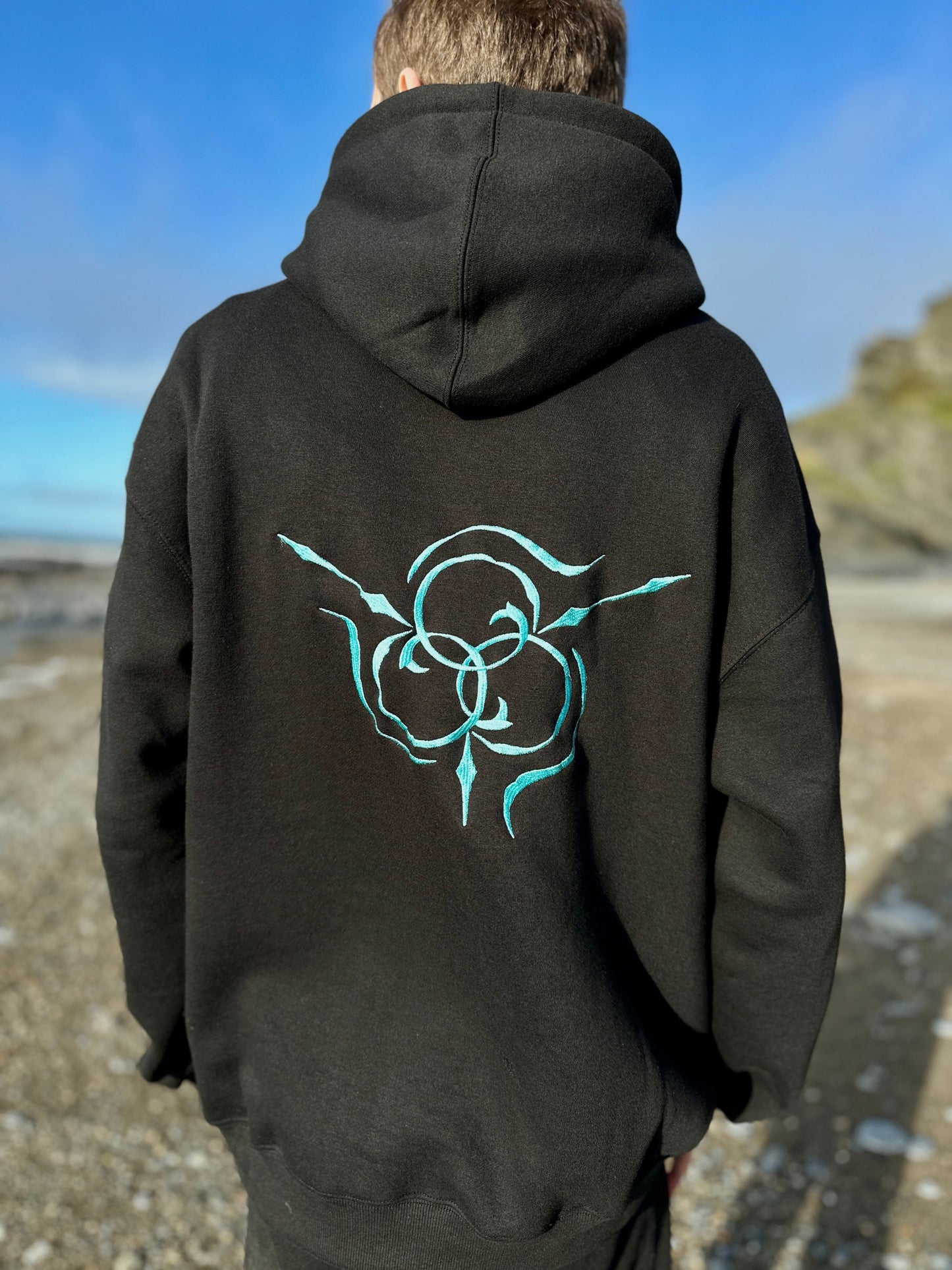 Hydro Dragon Black Embroidered Hoodie