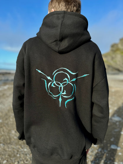 Hydro Dragon Black Embroidered Hoodie