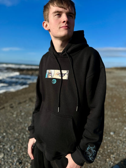 Hydro Dragon Black Embroidered Hoodie