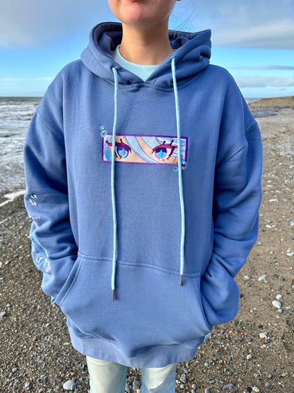 Water Archon Denim Blue Hoodie (No Back Design)
